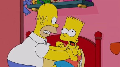 Homer y Bart, en 'Los Simpson'.