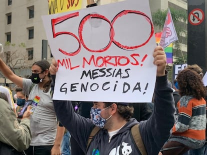 Protestos contra Bolsonaro na avenida Paulista, no dia 19 de junho.