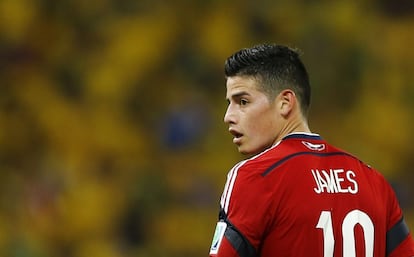 James Rodríguez, durante el duelo contra Brasil de los cuartos de final de la Copa del Mundo de 2014.