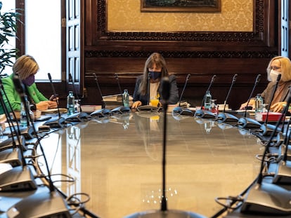 La presidenta del Parlament de Cataluña, Laura Borràs, ha presidido esta martes la reunión de la Mesa del Parlament, en Barcelona.