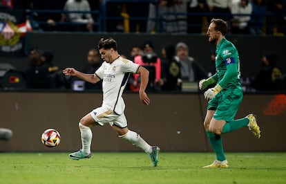 Brahim Díaz antes de marcar el quinto tanto del Real Madrid.