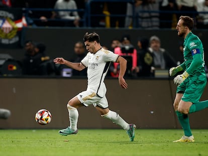 Brahim Díaz antes de marcar el quinto tanto del Real Madrid.