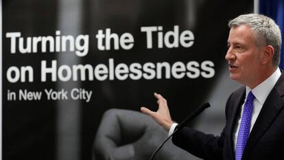 El alcalde de Nueva York, Bill de Blasio, durante una conferencia de prensa el pasado 28 de febrero.