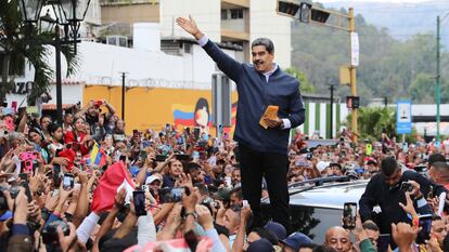 Nicolás Maduro, durante una visita este lunes a la ciudad de Los Teques, en el Estado Miranda.