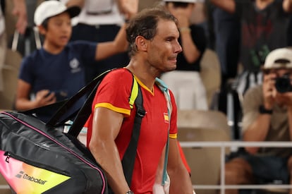 Rafa Nadal, tras perder ante los estadounidenses Austin Krajicek y Rajee Ram en los cuartos de final de dobles masculinos de tenis.