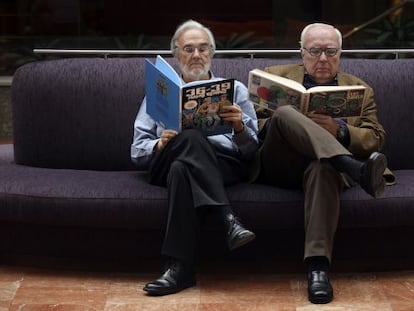 Manuel Guti&eacute;rrez Arag&oacute;n y Rom&aacute;n Gubern, ayer en Madrid. 