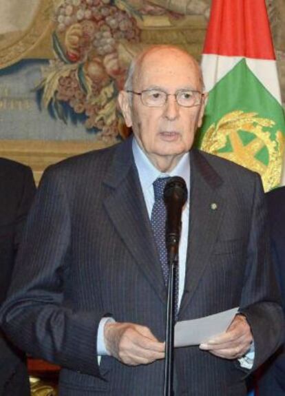 Giorgio Napolitano, tras ser elegido.