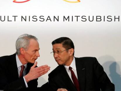 Jean-Dominique Senard, presidente de Renault, y Hiroto Saikawa, consejero delegado de Nissan.