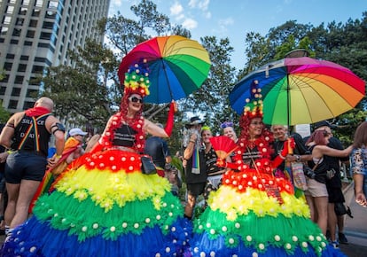 Miembros de la asamblea de gais y lesbianas de Sídney, durante la 'Mardi Gras'.