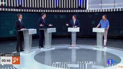Debate electoral en TVE entre Sánchez, Casado, Iglesias y Rivera.
