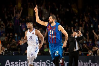 Mirotic celebra una de sus canastas ante el Madrid. Euroleague