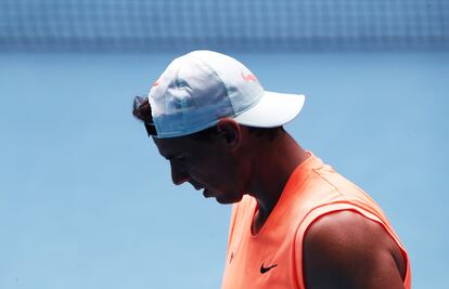 Nadal, durante su último entrenamiento en Melbourne.