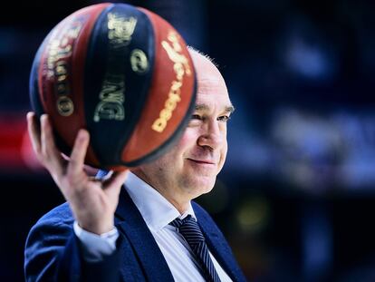 Pablo Laso, en un partido de la Liga ACB con el Madrid en el WiZink Center. Sonia Cañada (Getty)