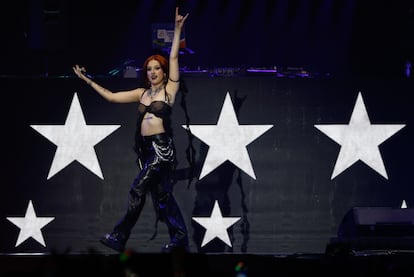 La cantante hispano-ucraniana Ruslana Panchyshyna, durante el concierto LOS40 Primavera Pop celebrado este viernes en el Movistar Arena, en Madrid.