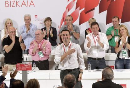 Mikel Torres, tras ser proclamado como secretario general del PSE-EE de Bizkaia.