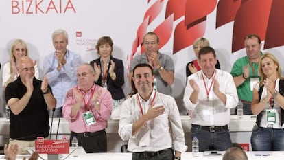 Mikel Torres, tras ser proclamado como secretario general del PSE-EE de Bizkaia.