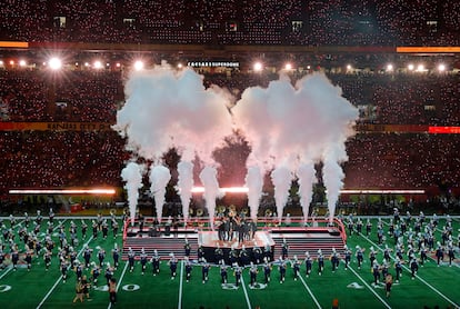 El espectáculo antes del juego entre las Águilas de Filadelfa y los Kansas City Chiefs. 