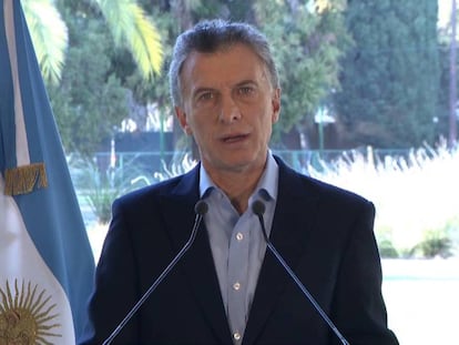 O presidente Mauricio Macri anuncia, na residência oficial de Olivos, o acordo com o FMI para antecipar os recursos do resgate decidido em junho.