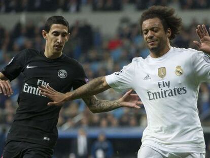 Marcelo contra Di Mar&iacute;a en el partido ante el PSG