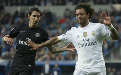 Marcelo contra Di Mar&iacute;a en el partido ante el PSG