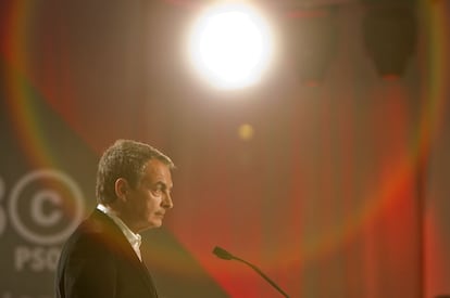 Zapatero, durante su discurso ante el Congreso del PSOE que van a elegir a su sucesor al frente del partido.