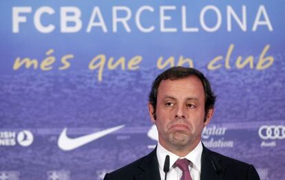 Sandro Rosell durante una rueda de prensa en junio. 