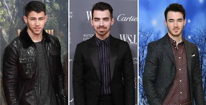 De izquierda a derecha: los hermanos Nick, Joe y Kevin Jonas.