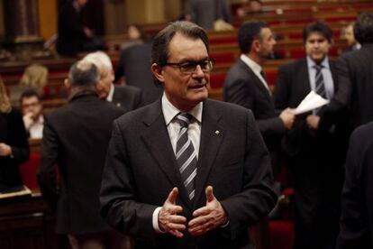 El presidente de la Generalitat, Artur Mas, durante la sesión de control del Parlament.