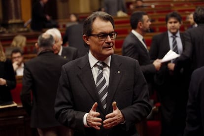 El presidente de la Generalitat, Artur Mas, durante la sesión de control del Parlament.