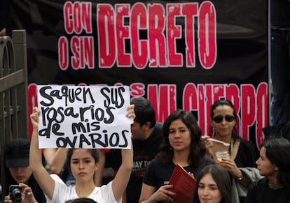Manifestación a favor del aborto en Colombia.