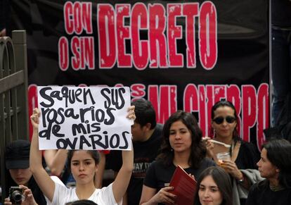 Manifestación a favor del aborto en Colombia.