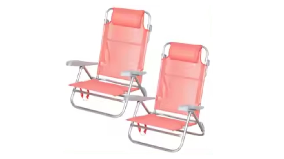 Lote de dos sillas de playa con respaldo reclinable.