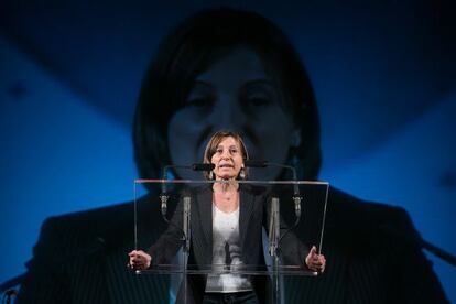 La l&iacute;der de la ANC, Carme Forcadell, ayer durante un acto en Cornell&agrave; de Llobregat