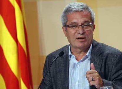 Joan Saura, en la rueda de prensa que ha ofrecido tras la primera reunión del Ejecutivo catalán después del descanso veraniego.