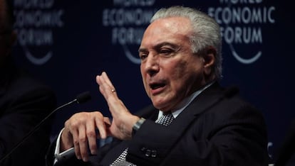 O presidente Temer fala no Fórum Econômico Mundial para a América Latina.