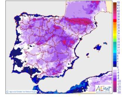 Mapas de temperaturas extremas previstas y de sus variaciones respecto al día anterior.