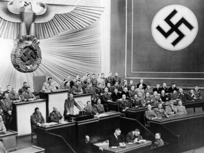 Discurso de Adolf Hitler ante el Reichstag en Berlín al final de la campaña de los Balcanes, el 4 de mayo de 1941.