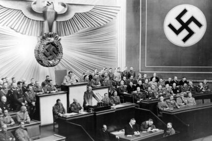 Discurso de Adolf Hitler ante el Reichstag en Berlín al final de la campaña de los Balcanes, el 4 de mayo de 1941.