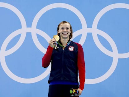 Ledecky, con la medalla de oro en los 400m libre.