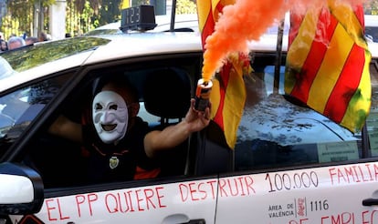 Manifestación de taxistas en Madrid.