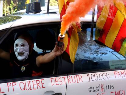 Manifestación de taxistas en Madrid.