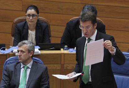 Feijóo esta mañana en el Parlamento