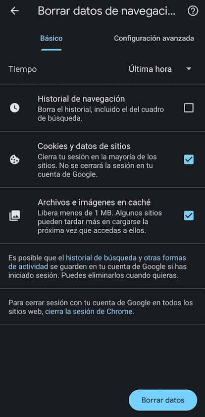 Cookies Chrome Android