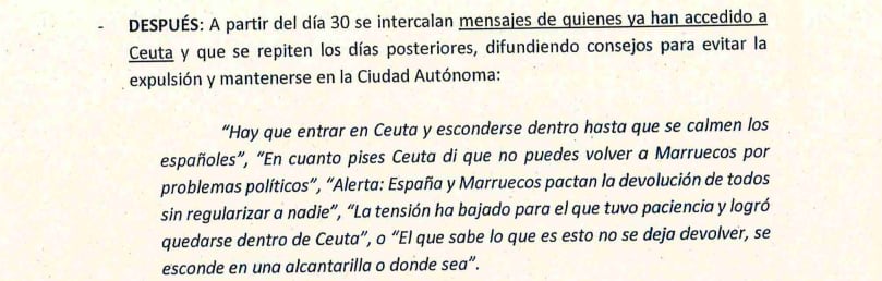 Extracto del informe de la Policía sobre la entrada masiva a Ceuta.
