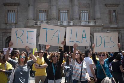 Manifestación de profesores contra los recortes en la educación pública en Barcelona.