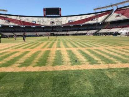 Así quedó el campo de juego tras los conciertos de diciembre.