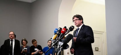 Puigdemont comparece ante la prensa en Copenhage.