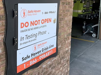 Baby drop-off box installed at a fire station in Kentucky, in 2021.