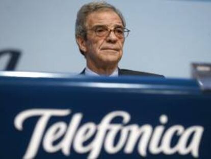 El presidente de Telefónica, César Alierta, durante la Junta de Accionistas. EFE/Archivo