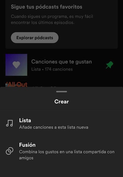 Crear lista en Spotify